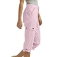 thumbnail image 4 of Busydd Women's Capri Pants Solid Color Cargo Pants High Waisted Wide Leg Pants Athletic Joggers Hiking Pants Casual Baggy Lightweight Cropped Trousers with 6 Pockets, 4 of 8