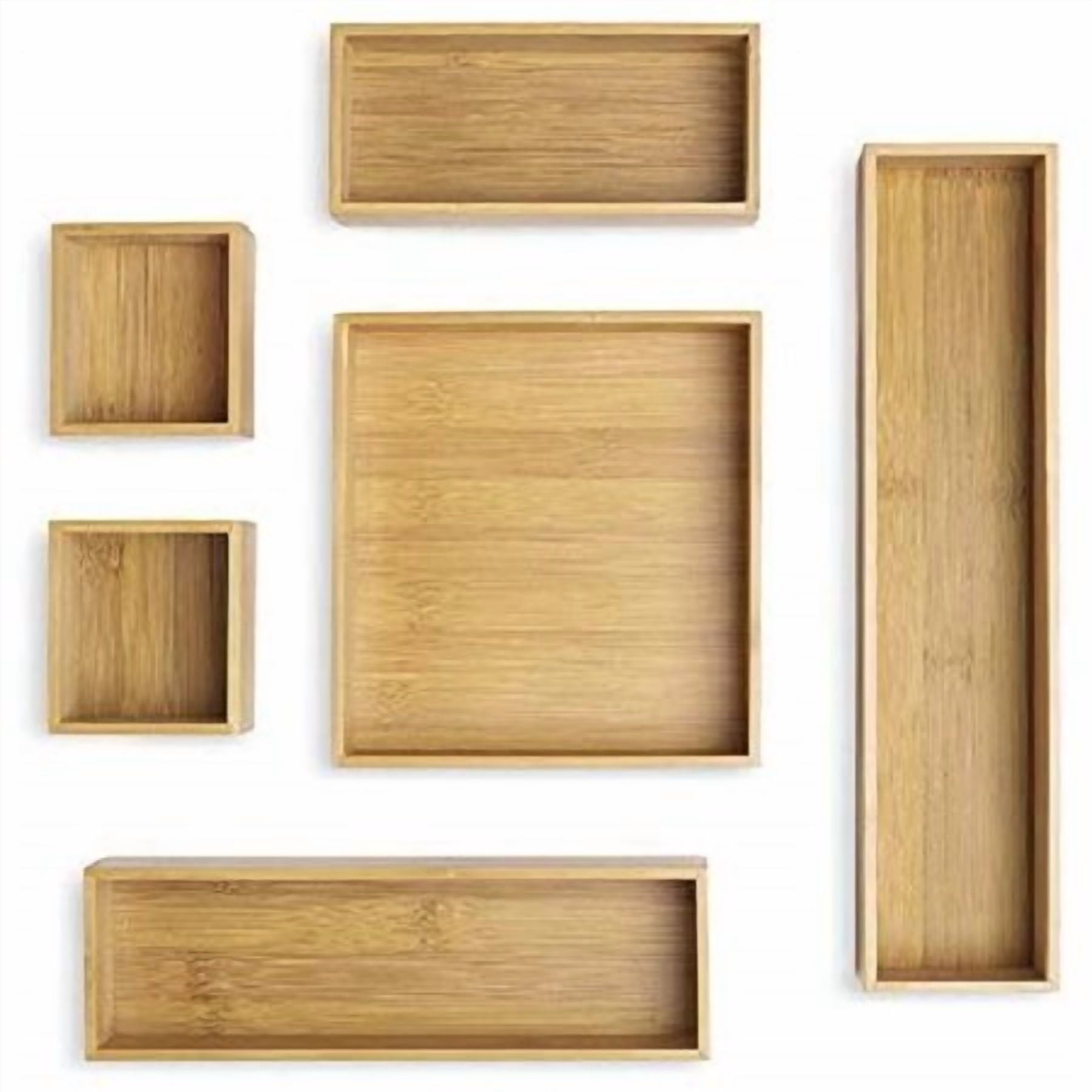 Whitmor Set of 6 Bamboo Drawer Organizers