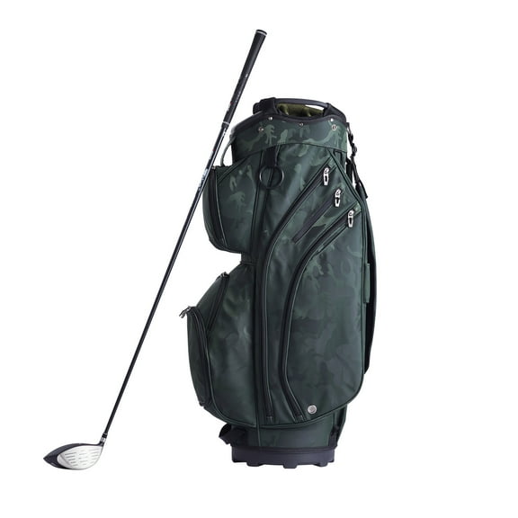 KFFKFF Golf Equipment Bag featuring 14-Section Divider, 36” 11-Compartment Premium Nylon Caddy Bag, Robust Golf Gear Bag with Handles, Dust Protector, and Removable Straps for Genders, Military Green