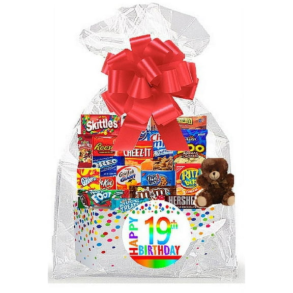 CakeSupplyShop Item#019BSG Happy 19th Birthday Rainbow Thinking Of You Cookies, Candy & More Care Package Snack Gift Box Bundle Set - Ships FAST!