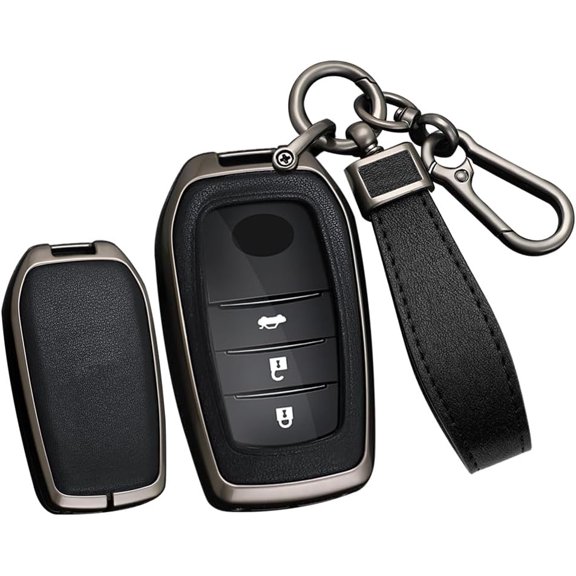 Key Fob Cover Compatible with Toyota Camry Highlander Land Cruiser Grand Highlander Prius 2019-2026 3/4/5/6 Button Keychain Case Holder Protector,A Keychain Gun Black