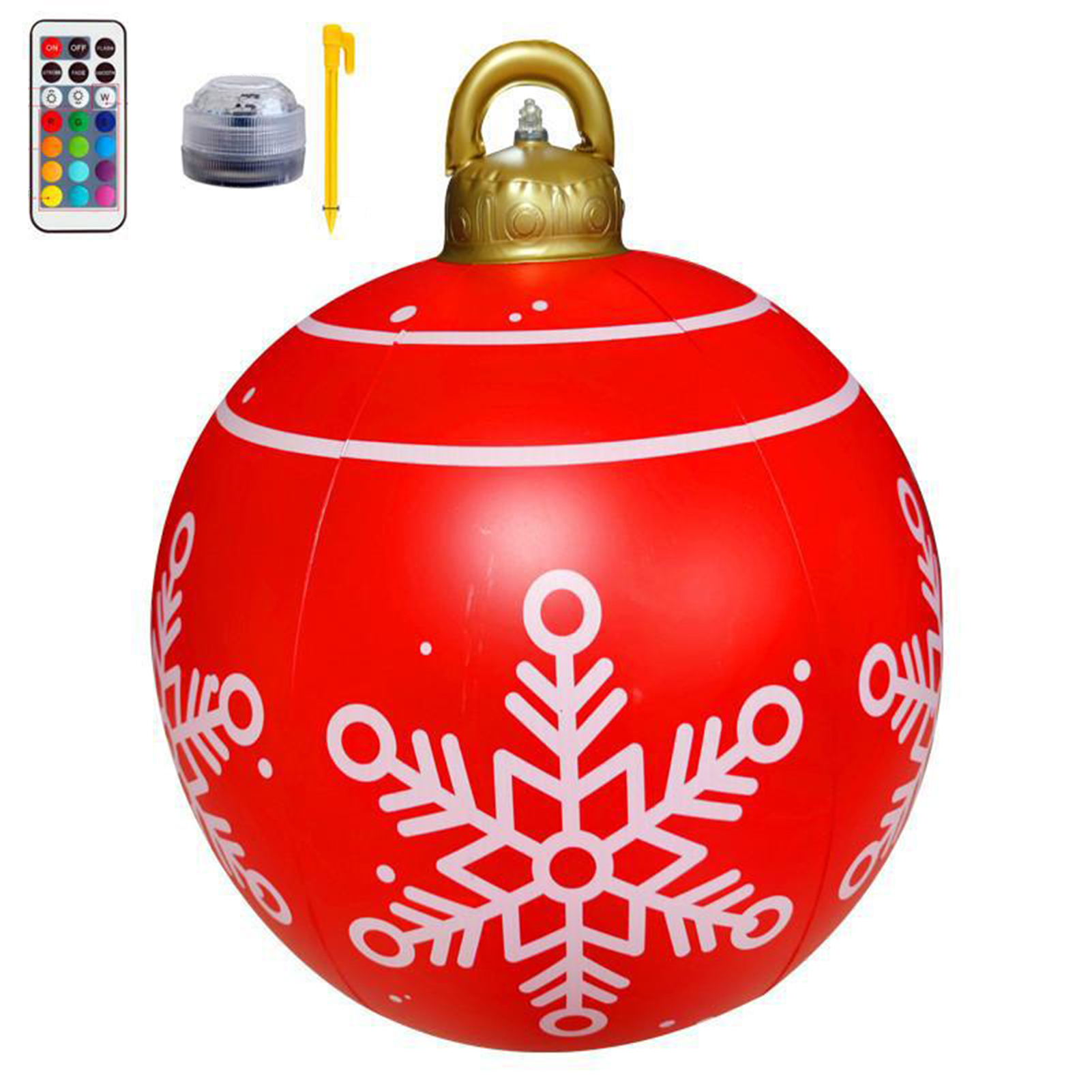 Visland Light Up PVC Inflatable Christmas Ball, 24 Inch Large Outdoor Christmas PVC Inflatable
