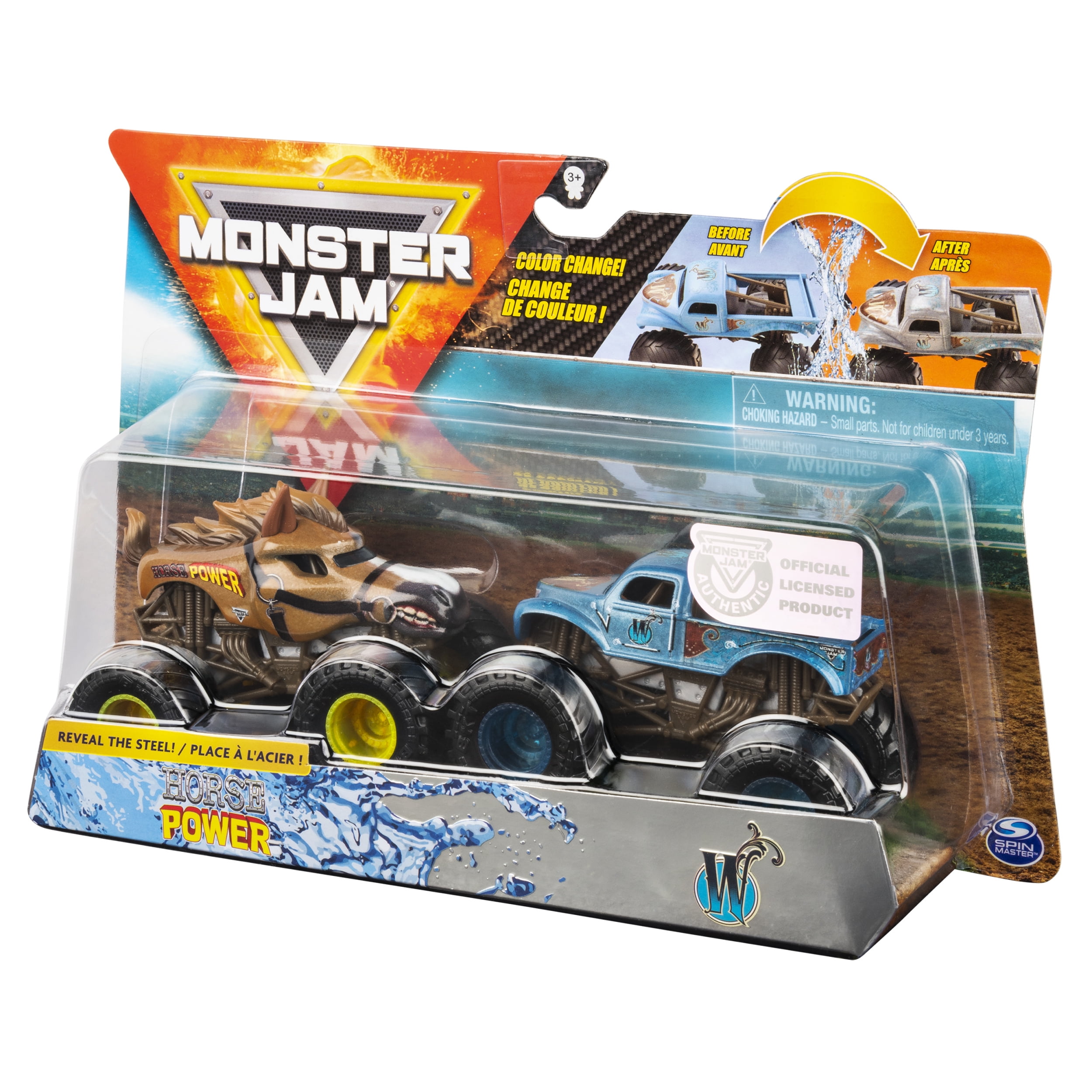 Monster Jam Color-Change Die Cast 2-Trucks Pk-Racing Stripes-Son