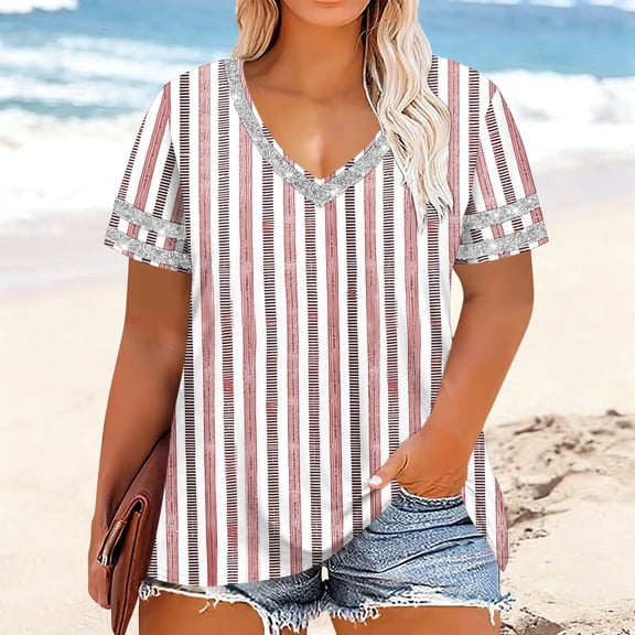 Zorckvet Womens Summer Blouses Oversized Shirts Tunic Crewneck Short Sleeve Tops for Women Fashion