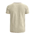 thumbnail image 6 of Men's Linen Cotton T-Shirt, Casual Button Down Tee, Short Sleeve Crewneck Relaxed Fit, Breathable Quick Dry Moisture Wicking, For Gym Workout Beach Vacation Daily Wear | Zenithor,Beige L, 6 of 6