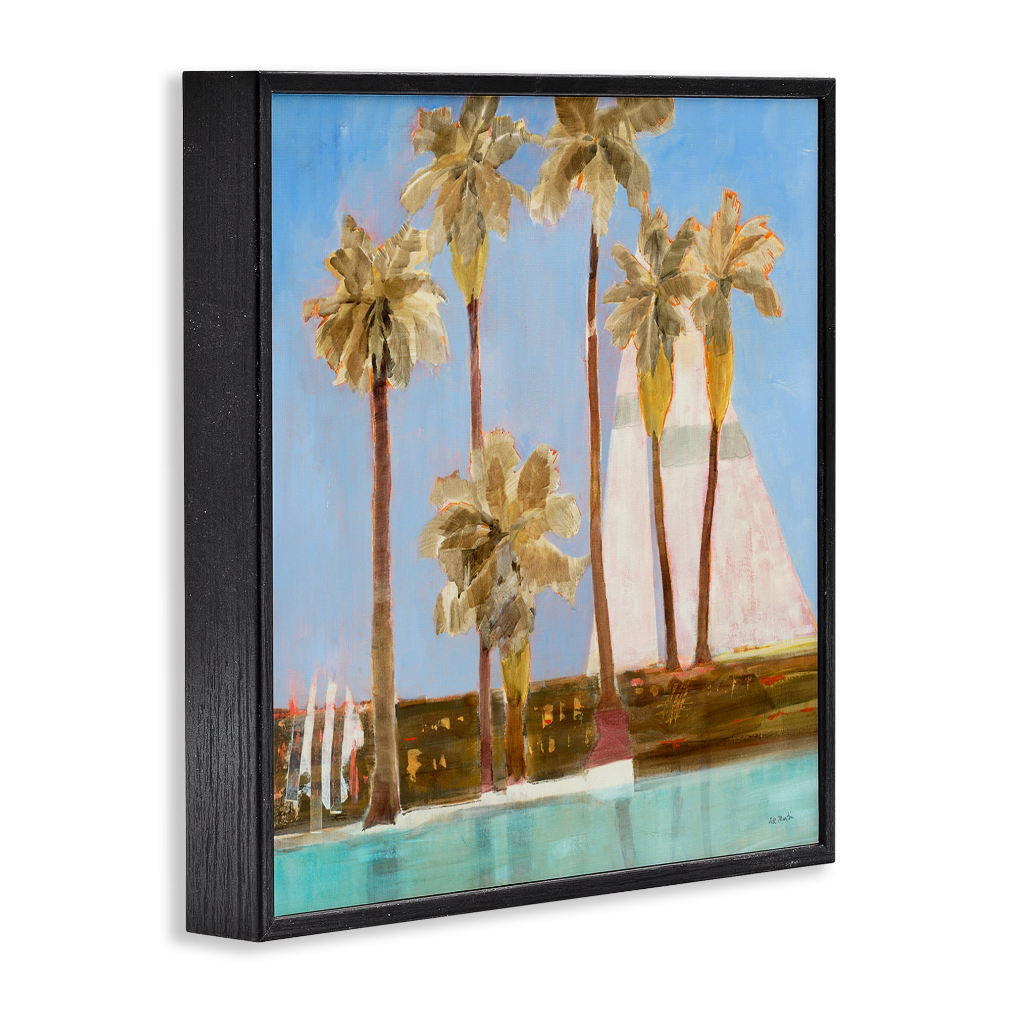 Stupell Industries Rustic Tropical Scene Coastal Painting Black Framed Art Print Wall Art, 24 x 24