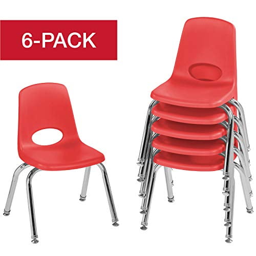 12" School Stack Chair, Stacking Student Chairs with Chromed Steel Legs