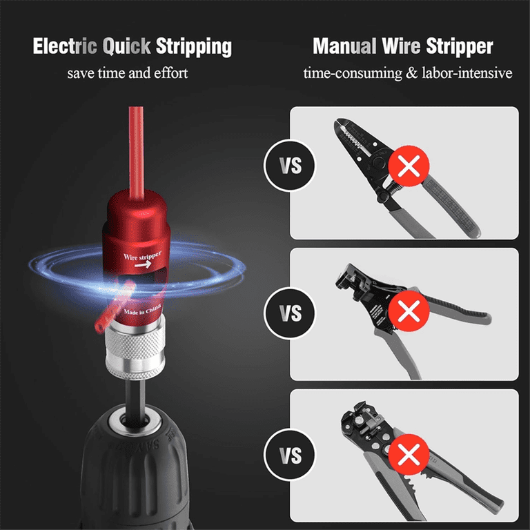 Makerfire Drill Wire Stripper & Twister Kit - For AWG 14-12-10-8-6 Gauge, Electrician Tool Set