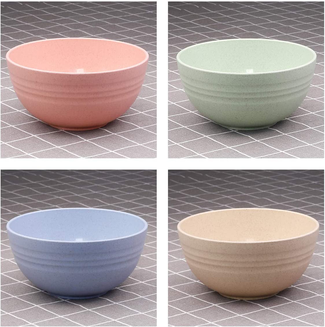 RosewineC Large Unbreakable Cereal Bowls,4 Sets 24 OZ Wheat Straw Fiber Lightweight Bowl,Dishwasher & Microwave Safe for Adults,Rice,Soup Bowls 