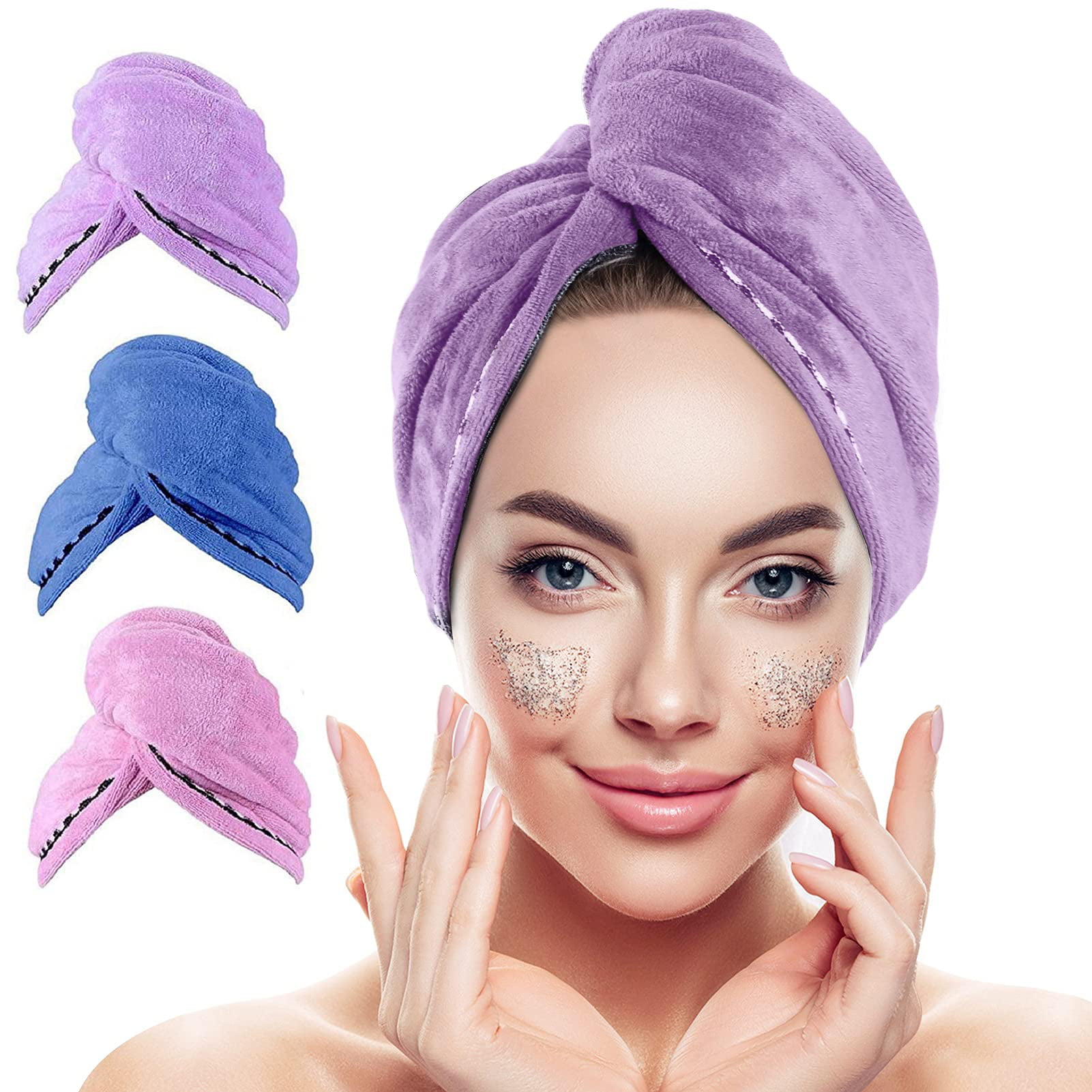 Super Absorbent Anti-Frizz Microfiber Hair Towel Large 63cmx24cm for Women Girls 