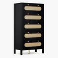 thumbnail image 7 of DWVO 47" Tall Natural Rattan 5 Drawer Dresser, Boho Chest of Drawers with Golden Handles, Wood Dresser Storage Cabinet for Hallway, Entryway, Hold up to 300lbs, Black, 7 of 7