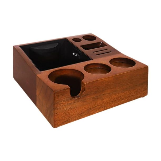 Base de almacenamiento de la estación de manipulación de espresso de madera Multifunción Coffee Tamper Station Coffee Organizer para Hotel Worktop Bar