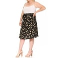 thumbnail image 4 of Women's Plus Size Casual High Waist Satin Tie Belted A Line Midi Knee Length Skirts, 4 of 6