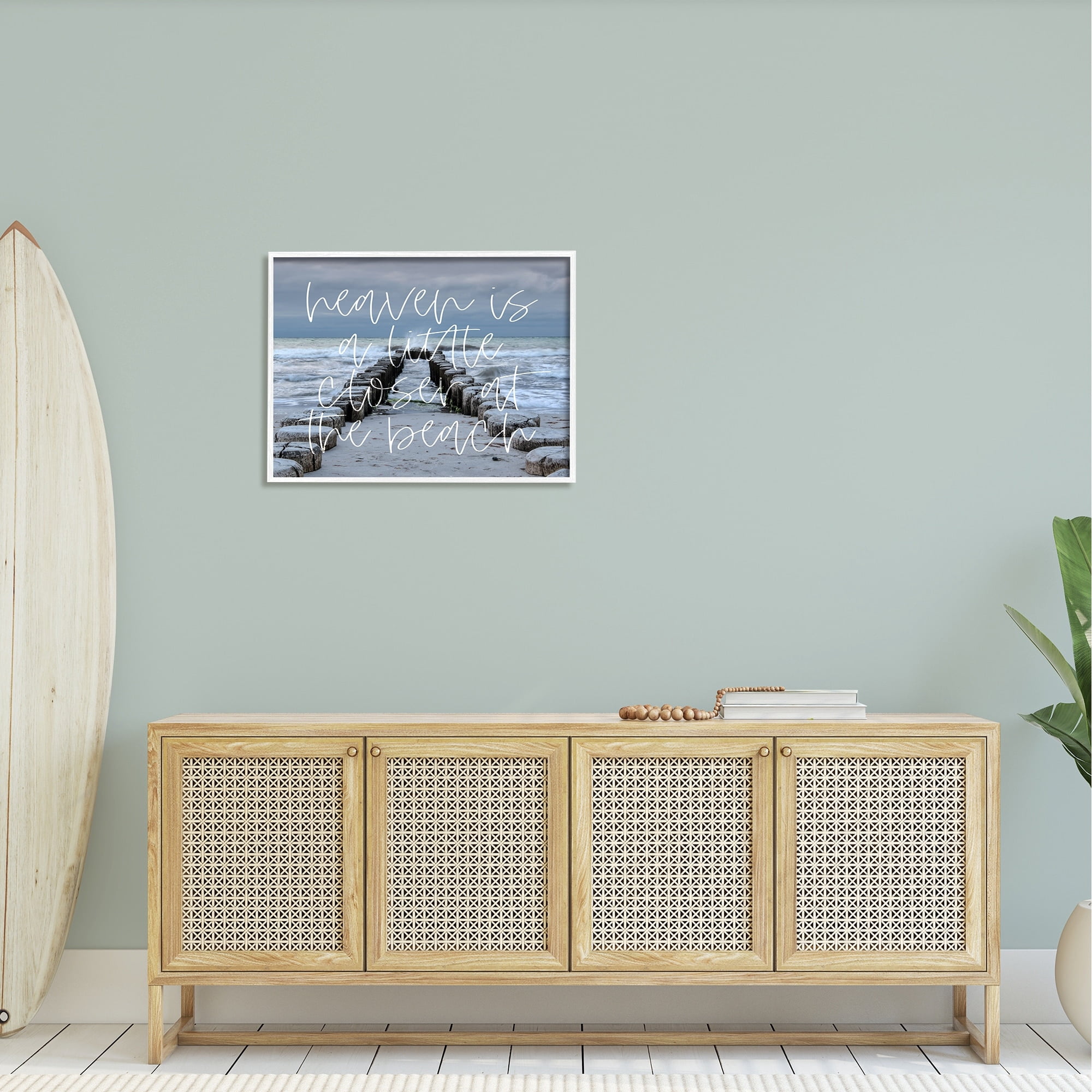 Stupell Heaven Closer At Beach Coastal Landscape Painting White Framed Art Print Wall Art