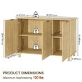 thumbnail image 6 of Swedhaus Fluted Sideboard Buffet Cabinet,Wood Storage Cabinet with 3 Doors & Adjustable Shelves,Long Sideboard Table for Home Living Room Dining Room, 6 of 7