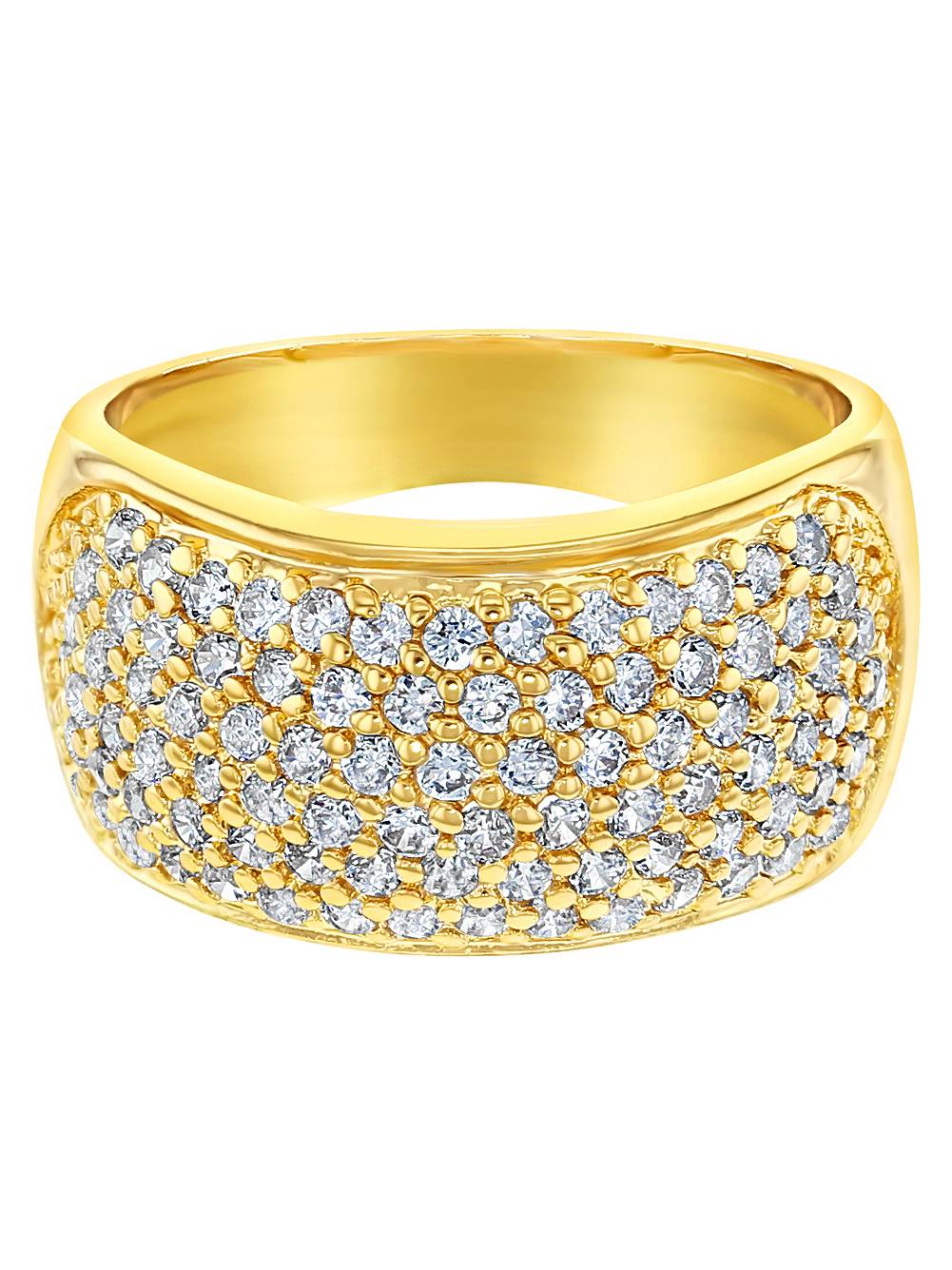 In Season Jewelry - 18k Gold Plated Wide Band Micro Pave Clear Crystal Women's Fashion Rings 