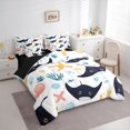 thumbnail image 2 of Feelyou Cute Cartoon Fish Starfish Shell Twin Bedding Sets for Boys Girls, Kawaii Ocean Marine Wildlife Bedding Comforter Set, Black Reversible, 7pcs, 2 of 7
