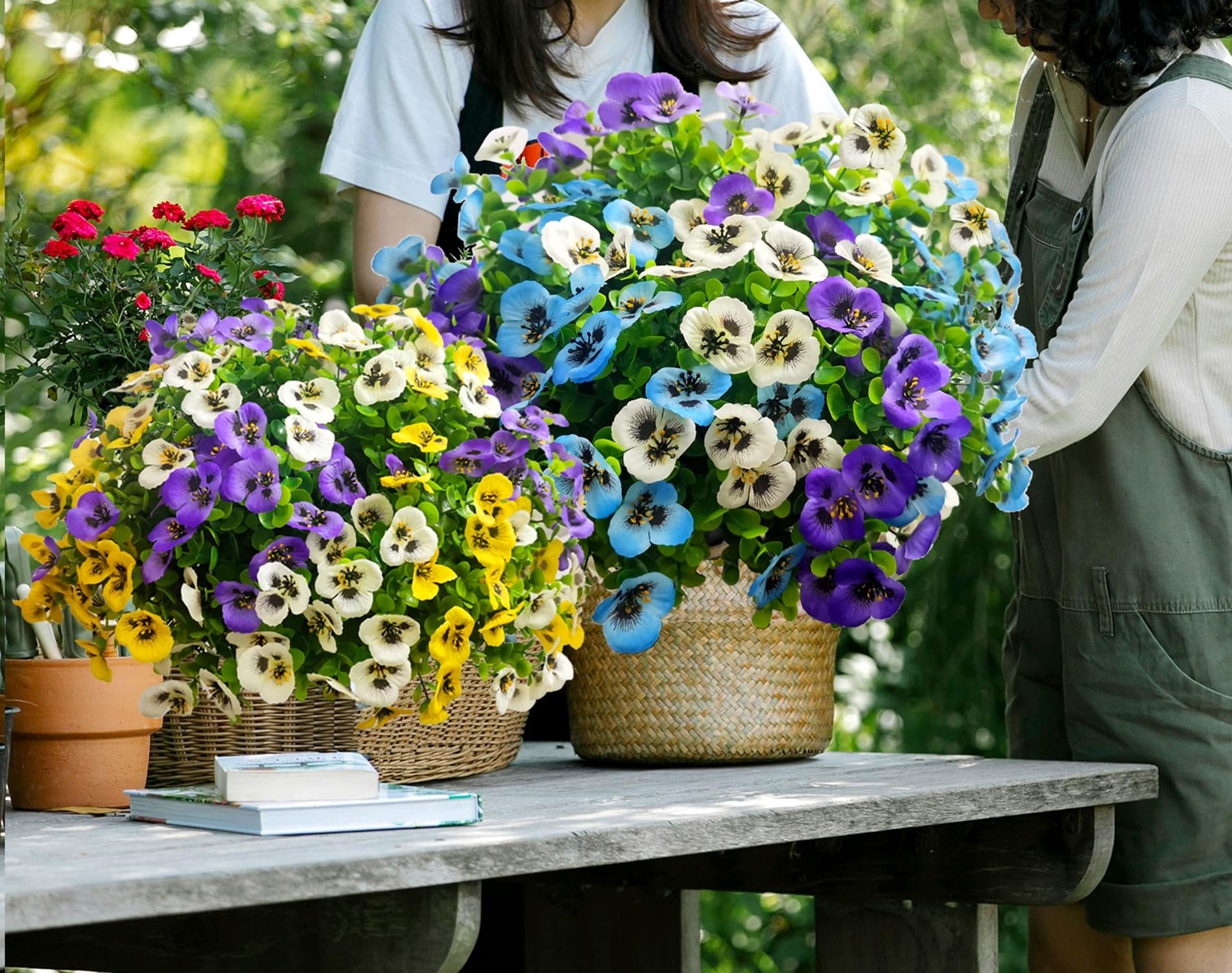 Artificial Flowers for Outdoors Fake Plants, 12pcs Fake Flowers Artificial Plants Outdoor UV Resistant