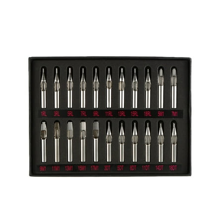 Stainless Steel Tattoo Tips Set 22pcs Tattooing Machine Needle Mouth Professional Tattooing