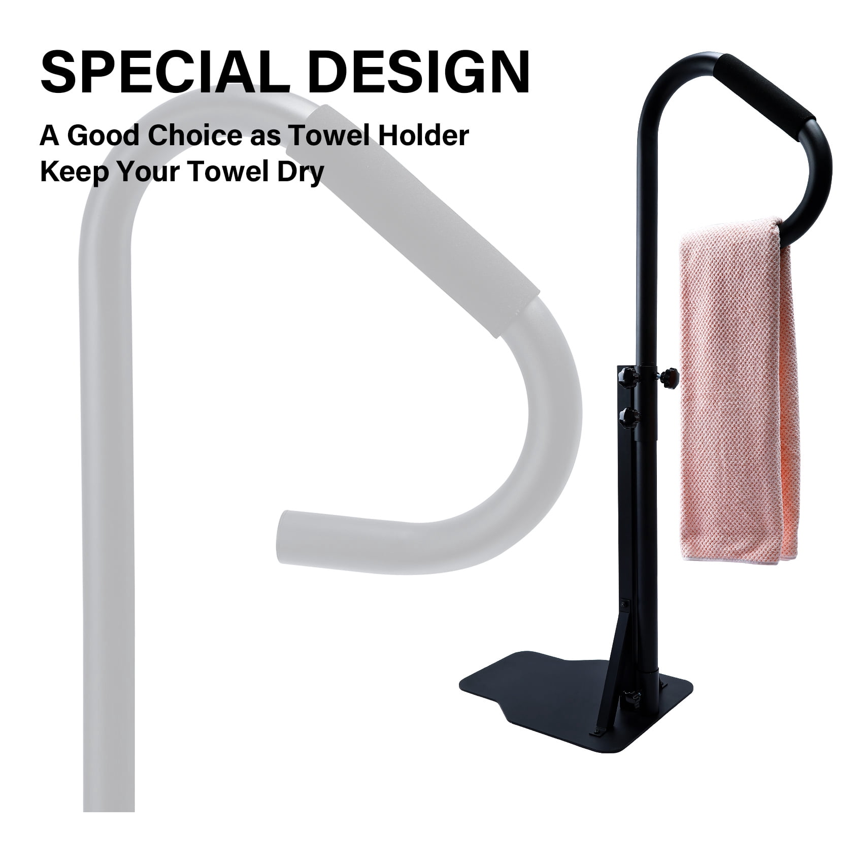 TCFUNDY Adjustable Hot Tub Handrail, 57"- 60" Height, Non-Slip Grip, Outdoor Spa Accessory