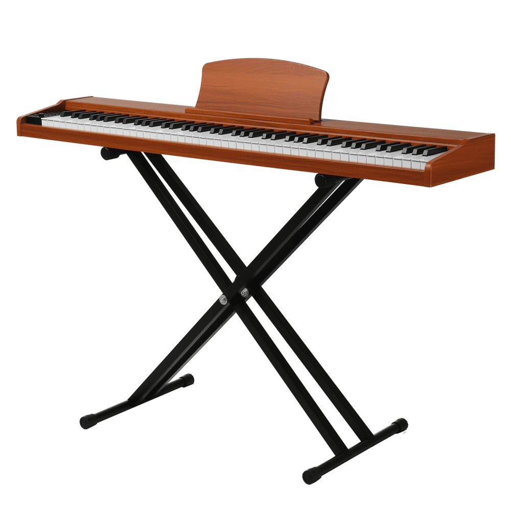 Tcbosik 88 Key Semi-Weighted Keyboard with Stand and Headphone, Full Size Portable Digital Piano with MIDI Bluetooth, Triple Pedals and Other Accessories, Walnut
