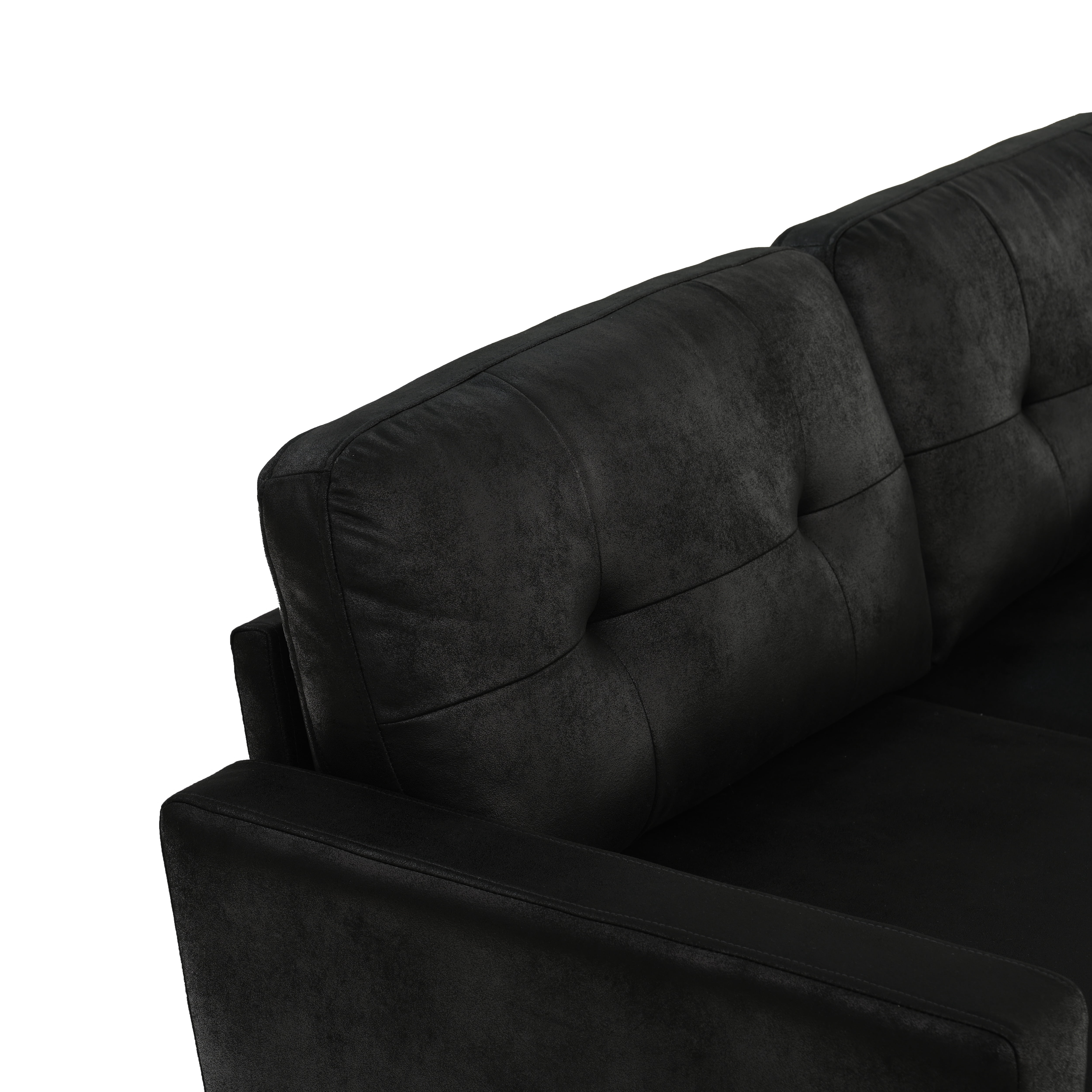 Lunale 65" Loveseat Sofa for Small Space, Modern Cozy 2-Seater Upholstered Couch with Wood Legs, Black Faux Leather