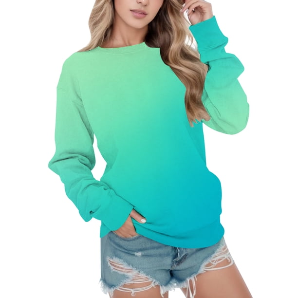 Gibobby Sudadera mujer Sudadera suelta casual con estampado navideño de manga larga con cuello redondo para mujer blusa grande de manga larga(Verde,XG)