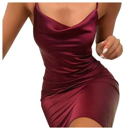 

wendunide lingerie for women New Sexy Fashion Lingerie Sexy Nightie Full Slip Sleepwear Dress Wine Red S