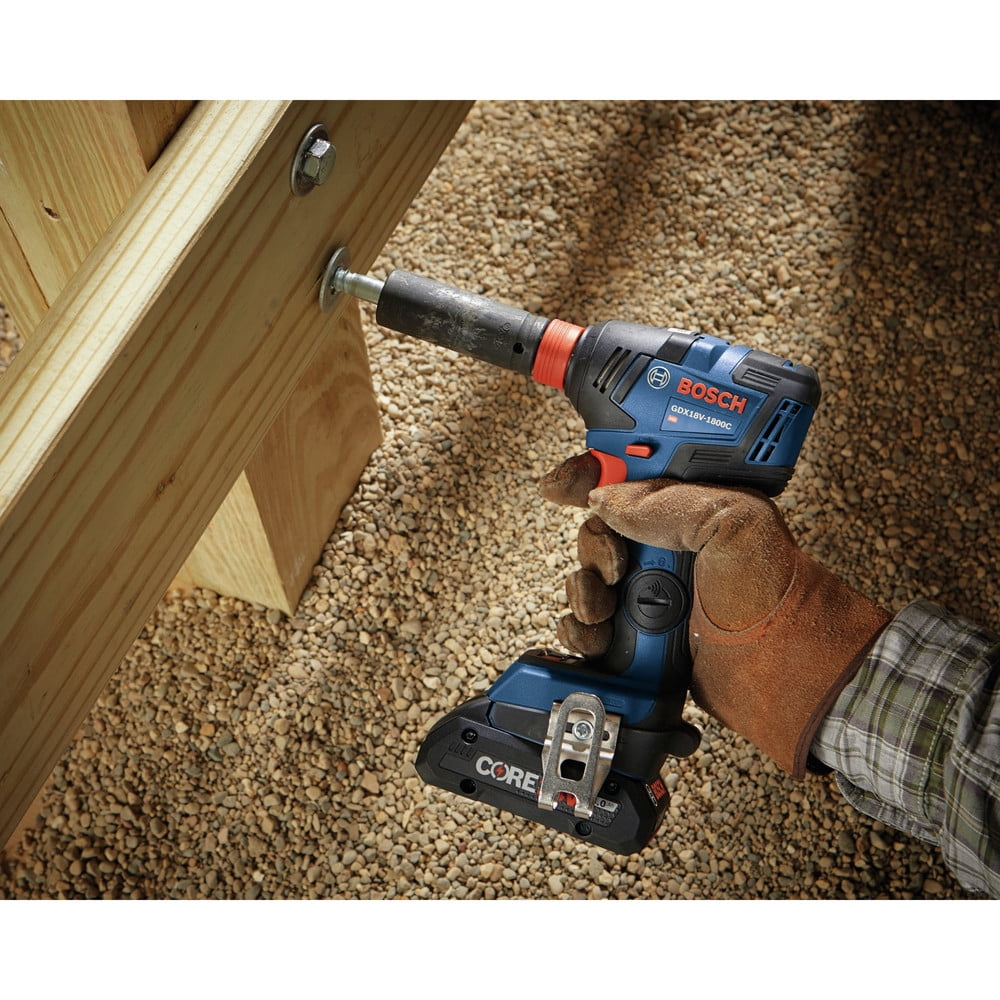Restored Bosch GDX18V-1800CB15-RT 18V EC Brushless Lithium-Ion 1/4 in. and 1/2 in. Cordless Two-In-One Socket Impact Driver Kit (4 Ah) (Refurbished)