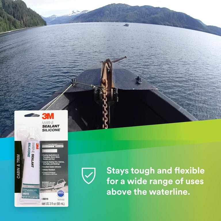 3M Marine Grade Silicone Sealant - Clear, 3 oz., Seals and Waterproofs