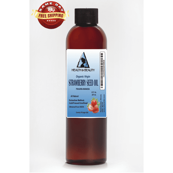 Strawberry seed oil unrefined organic virgin by h&b oils center natural 8 oz