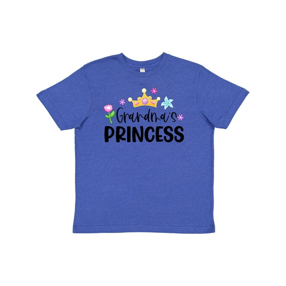 Inktastic Grandma's Princess Crown and Flowers Youth T-Shirt