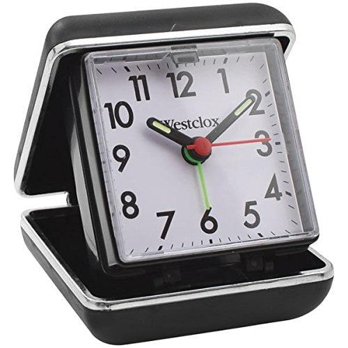 Westclox QA Folding Travel Alarm Clock with Ascending alarm, 2.8W x 3