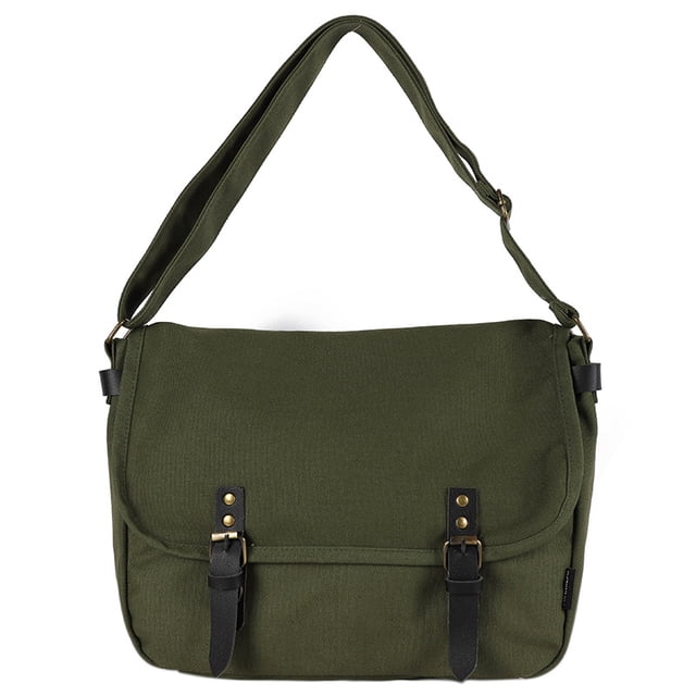 Bandolera Vinta de lona para hombre, 36 x 12 x 28 cm, color verde oliva