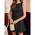 thumbnail image 3 of Women Sleeveless Tank Dress Round Neck Casual Jacquard Smock Summer Mini Dresses Black S, 3 of 6