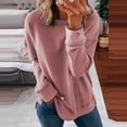 thumbnail image 2 of HAPIMO Women's Loose Pullovers Sweatshirts Outwear Clothing Solid Color Tops Trendy Holiday Long Sleeve Crew Neck Casual Relaxed Teen Girls Pink XL, 2 of 3