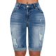 thumbnail image 1 of Bermudas de mezclilla para mujer, informales, de verano, desgastadas, con dobladillo sin rematar, azul vintage, mediano, 1 of 5