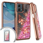 For Motorola Moto G 5G 2023 Liquid Cover Phone Case + Tempered Glass - Butterfly