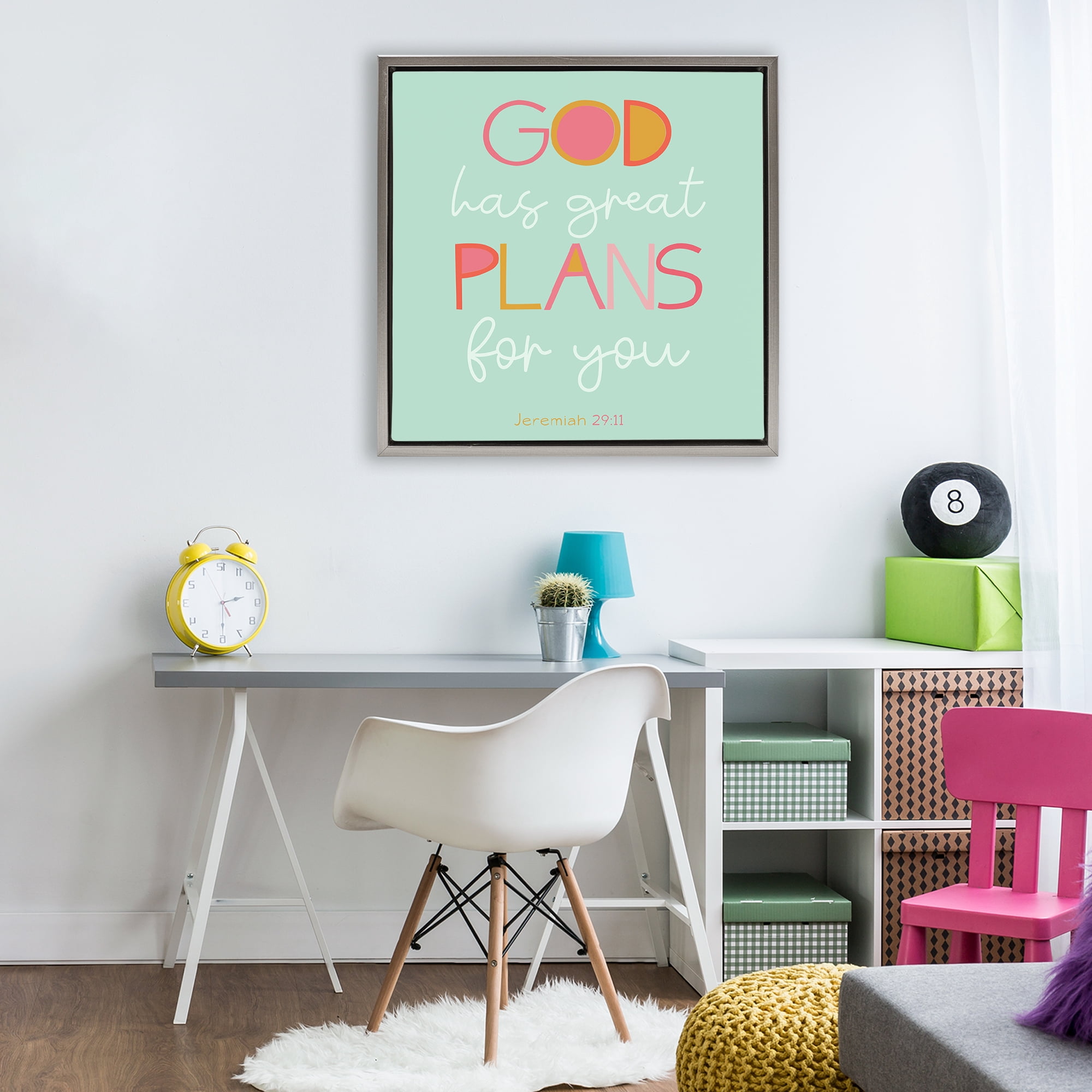 Stupell Industries Green God's Plans For You Gray Framed Floater Canvas Wall Art, design by SD Graphics Studio
