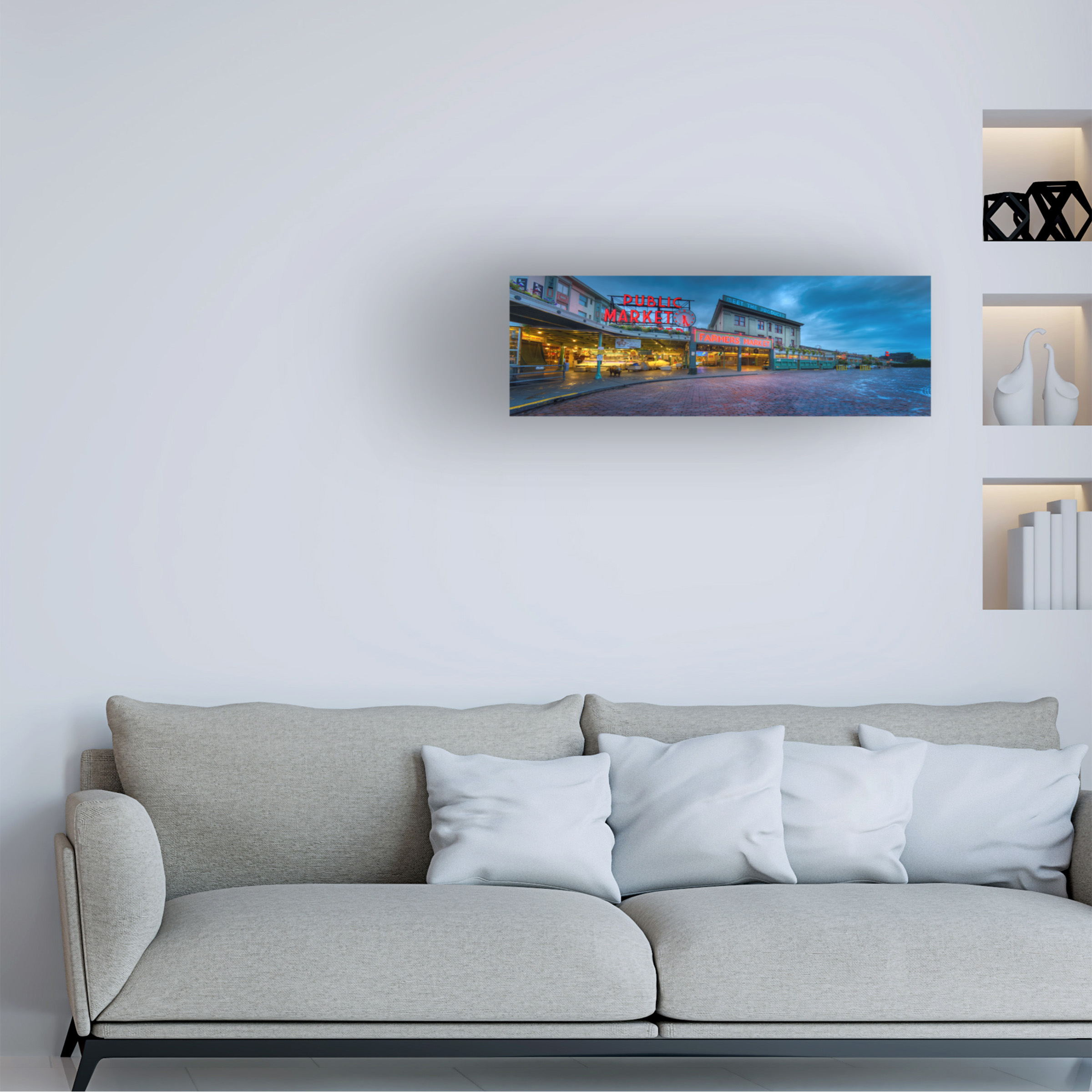 Trademark Fine Art Doug Cavanah Pike Place Seattle Canvas Wall Art - 16x47