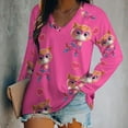 thumbnail image 2 of Super Kitties Womens T Shirts V Neck Long Sleeve Tops Causal Loose Summer T-Shirts L, 2 of 7