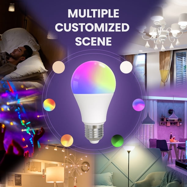Ampoule LED Multicolore E27 15W Connectée WiFi - Compatible Alexa, Google Assistant, Tuya