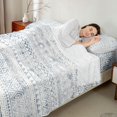 thumbnail image 4 of Castle Fairy Retro Faded Tribal Band Queen Sheets 4 Pieces,Abstract Geometric Pattern Queen Sheet Sets,Slate Blue White,1 Flat Sheet, 1 Fitted Sheet and 2 Pillowcases, 4 of 7
