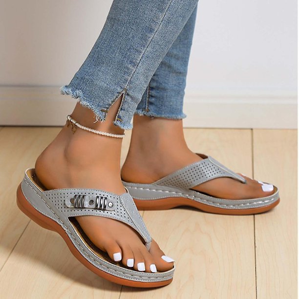 Women"s Orthopedic Sandals Wedge Flip-flops Outer Beach Sandals Comfortable Shoes With Ergonomic Soles