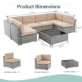 thumbnail image 5 of Sonerlic Outdoor Conversation Sofa Sets with 7 Pieces,Sectional Furniture All-weather PE Rattan Wicker Sofa Sets for Porch Backyards Garden,Gray&Sand, 5 of 8