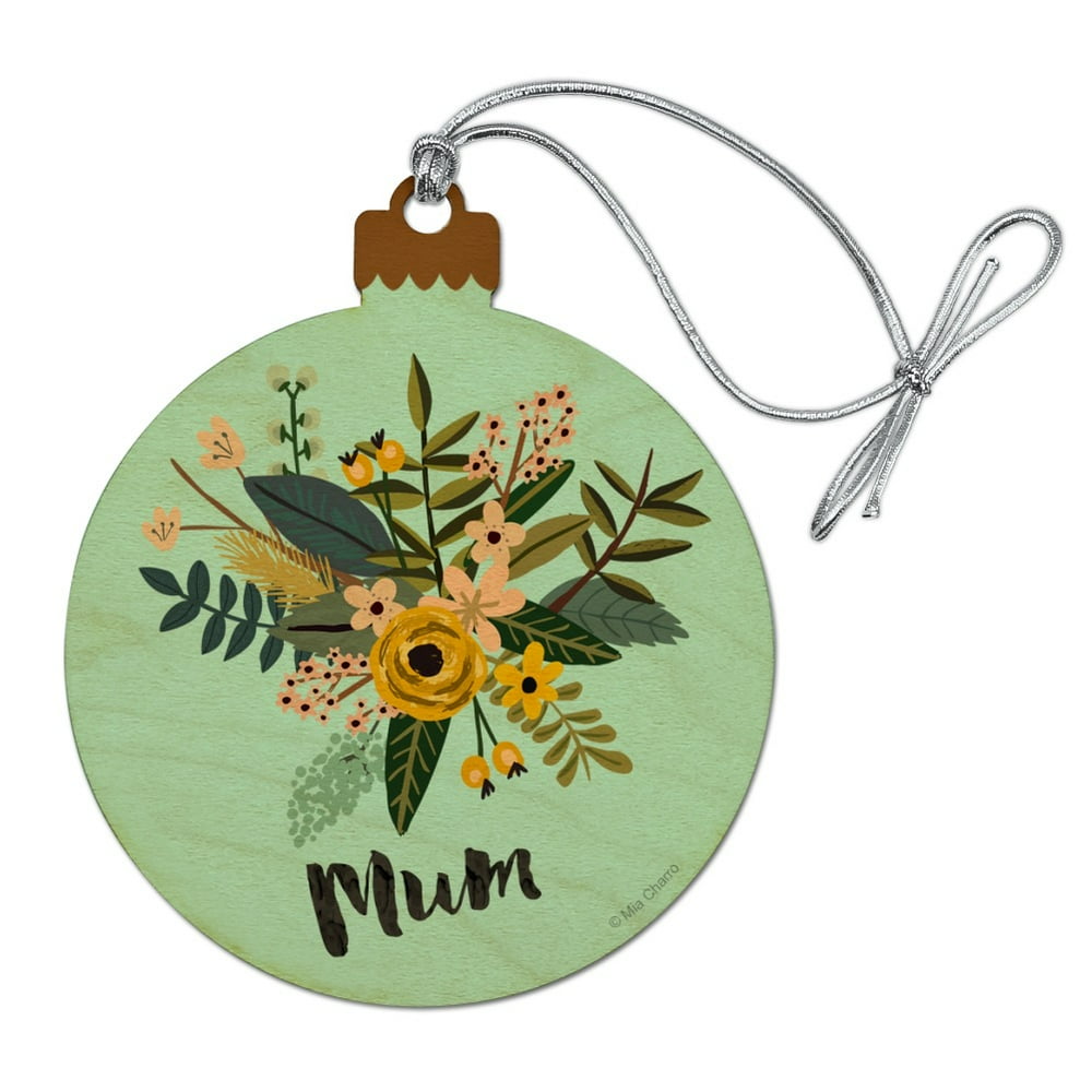 Mum Mom with Flowers Mother's Day Wood Christmas Tree Holiday Ornament