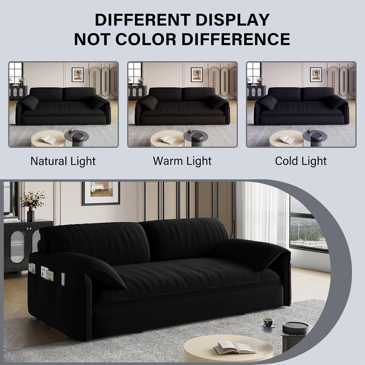 66" Queen Pull Out Sleeper Sofa, 3‑in‑1 Velvet Convertible Loveseat with Side Storage for Apartment Bedroom