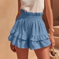 thumbnail image 3 of Zynoxe Skorts for Women Comfort Elastic Waist Womens Solid Color Skorts Trendy Versatile Tiered Ruffled Hem Mini Skirt Shorts Lightweight Breathable Cotton Linen Summer Skorts M, 3 of 7