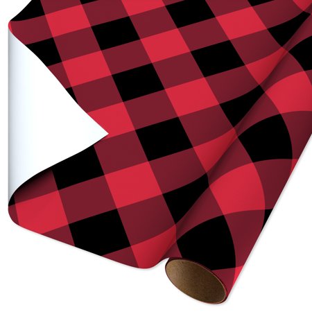 American Greetings 40 Sq. ft. Red and Black Buffalo Plaid Christmas Wrapping Paper (1-Roll, 40 in. x 144 in.)