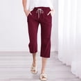 thumbnail image 2 of Jxximdong Pants for Women High Waisted Wide Leg Pants Fashion Drawstring Elastic Trousers Comfy Straight Leg Long Pants With Pockets Red XL Trousers, 2 of 5